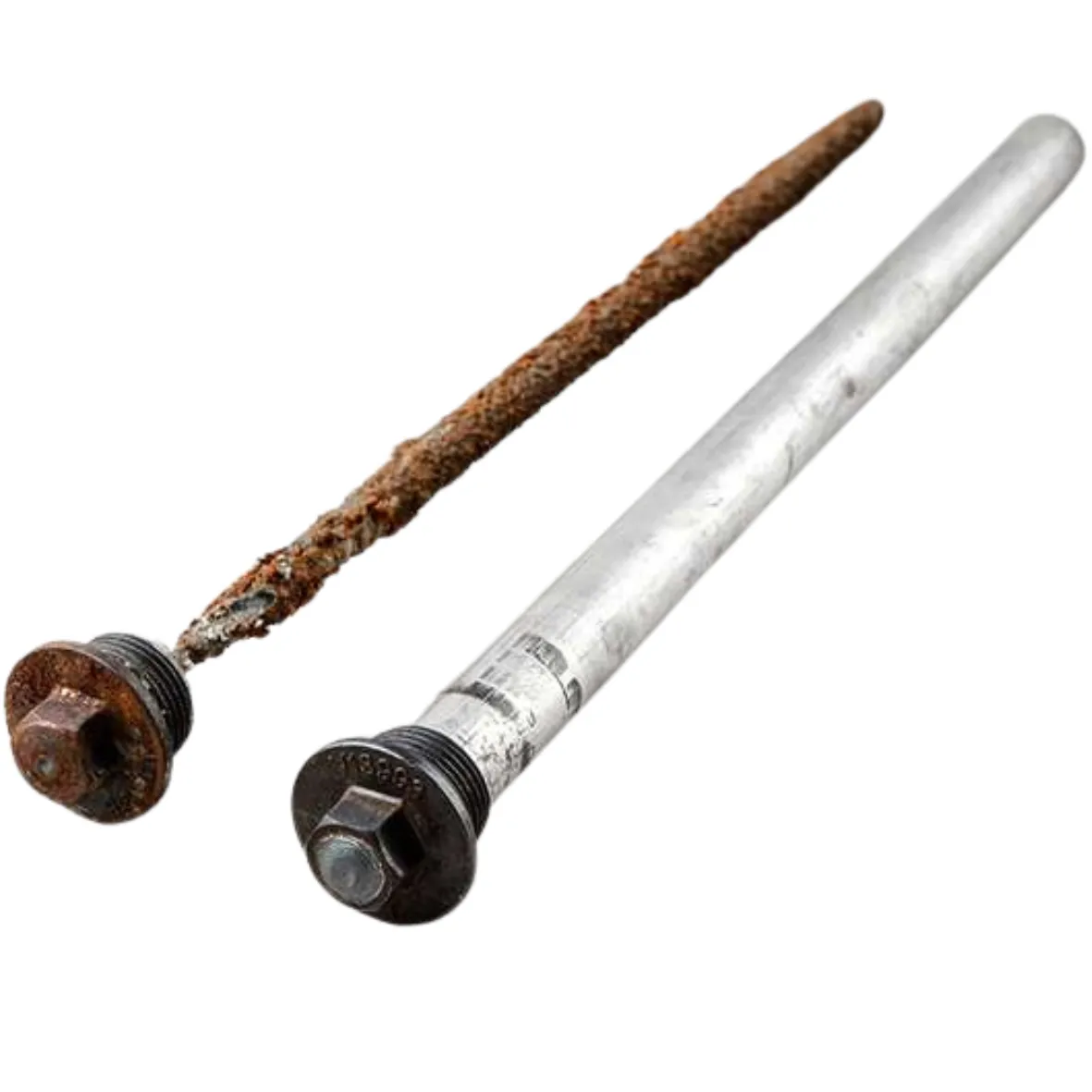 Comparaison entre une anode neuve et une anode consommée par la corrosion