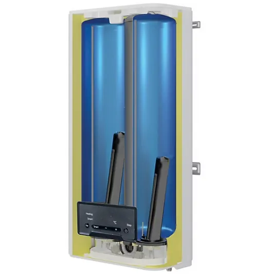 Vue intérieure d'un chauffe-eau plat à double cuve