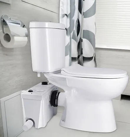 Schéma d'installation d'un broyeur sanitaire avec refoulement vertical et horizontal