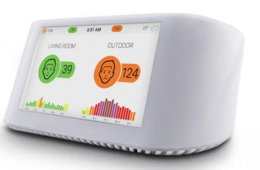 Capteur de qualité d'air intérieur affichant des niveaux de CO2