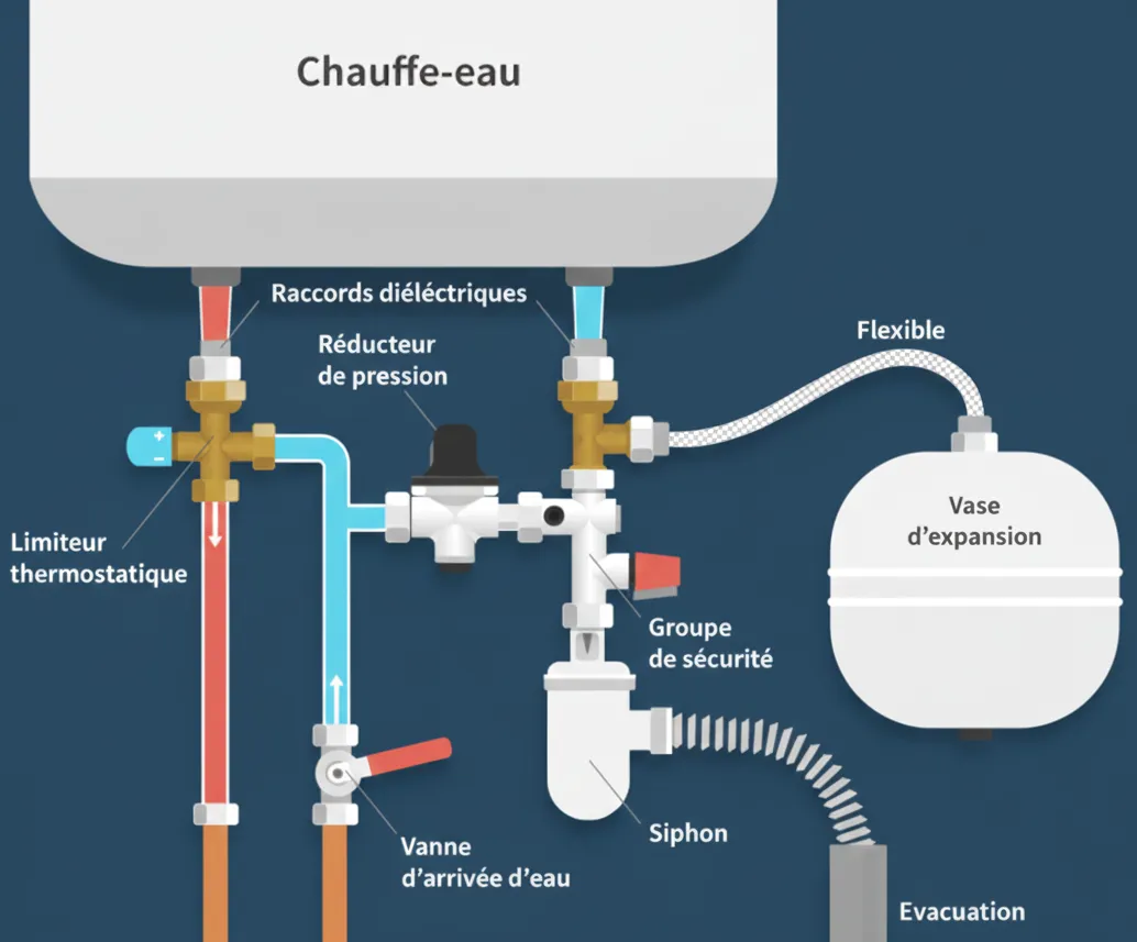 Vue en coupe d'un vase d'expansion de chauffage